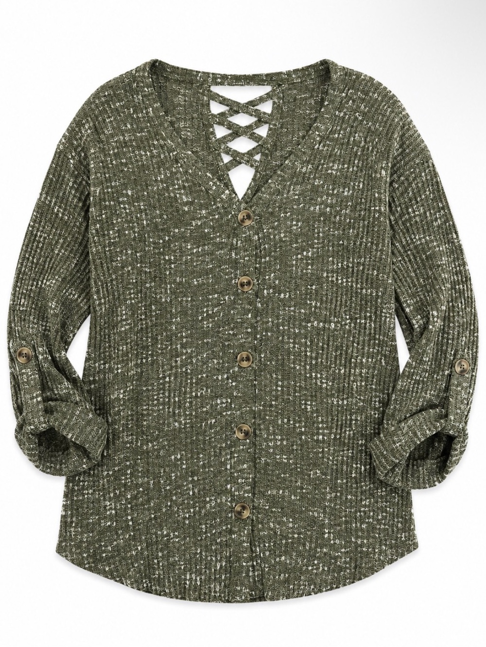 Women’s Lace-Up Button Front Top